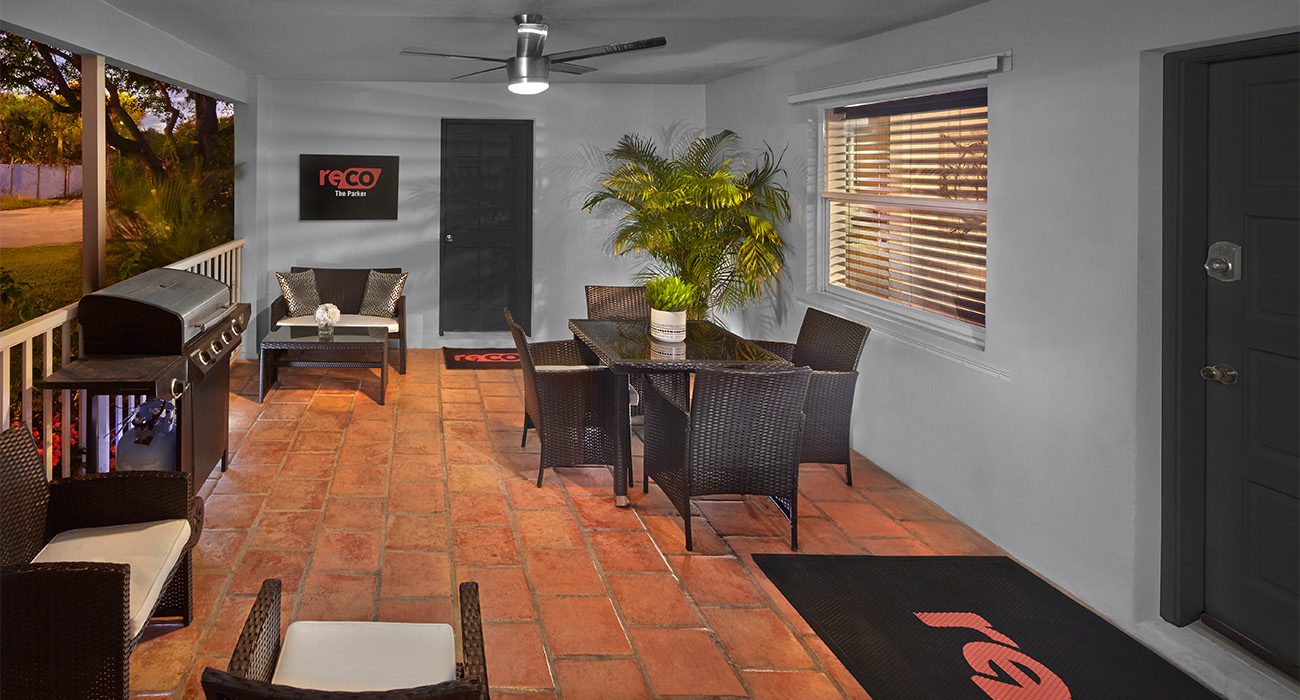 Outside Patio with Barbecue and Table at The Parker Sober Living Home in Delray Beach