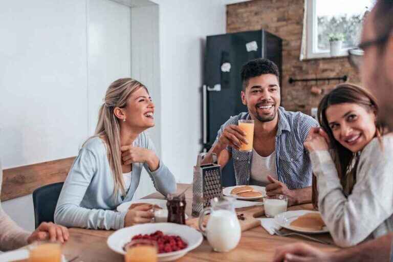 group of people having breakfast
